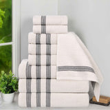 Brea Zero Twist Cotton Ribbed Geometric Border 9 Piece Towel Set - Towel Set by Superior Brand