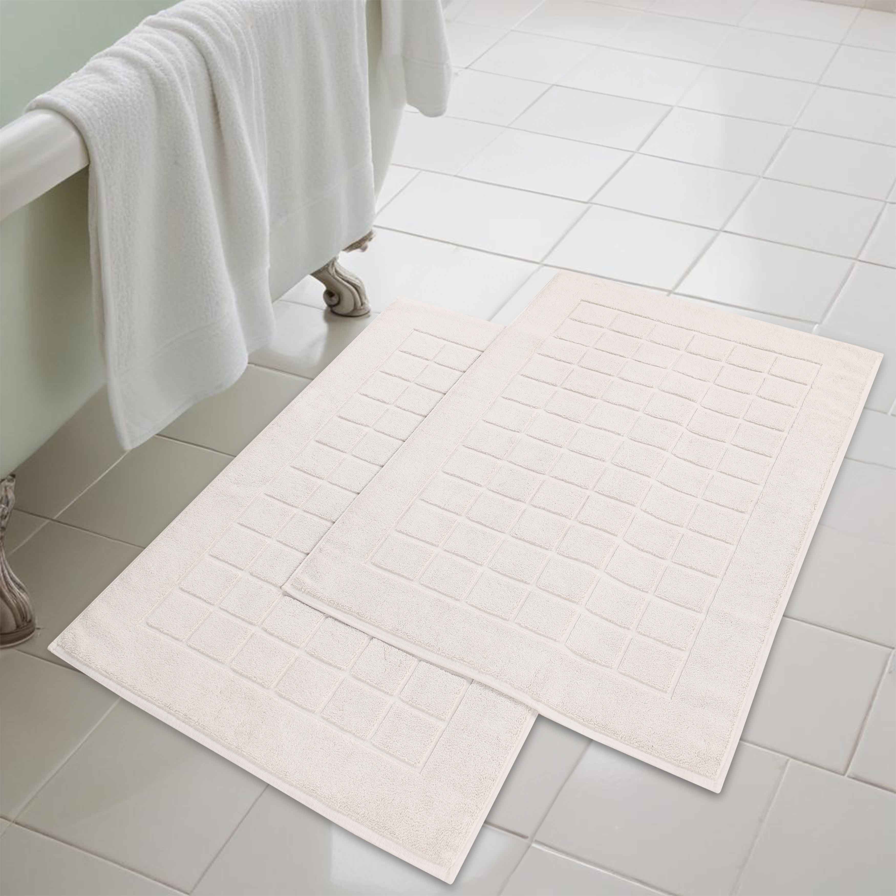 Nora Cotton Solid Absorbent Thick Checkered Washable Bath Mat Set of 2 - Bath Mats by Superior Brand