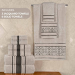 Zero-Twist Cotton Jacquard Towel Set 9 Piece - Sadie - Towel Set by Superior Brand