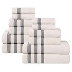 Brea Zero Twist Cotton Ribbed Geometric Border 12 Piece Towel Set - Towel Set by Superior Brand