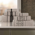 Sadie Zero Twist Cotton Solid and Jacquard Floral 6 Piece Towel Set - Towel Set by Superior Brand