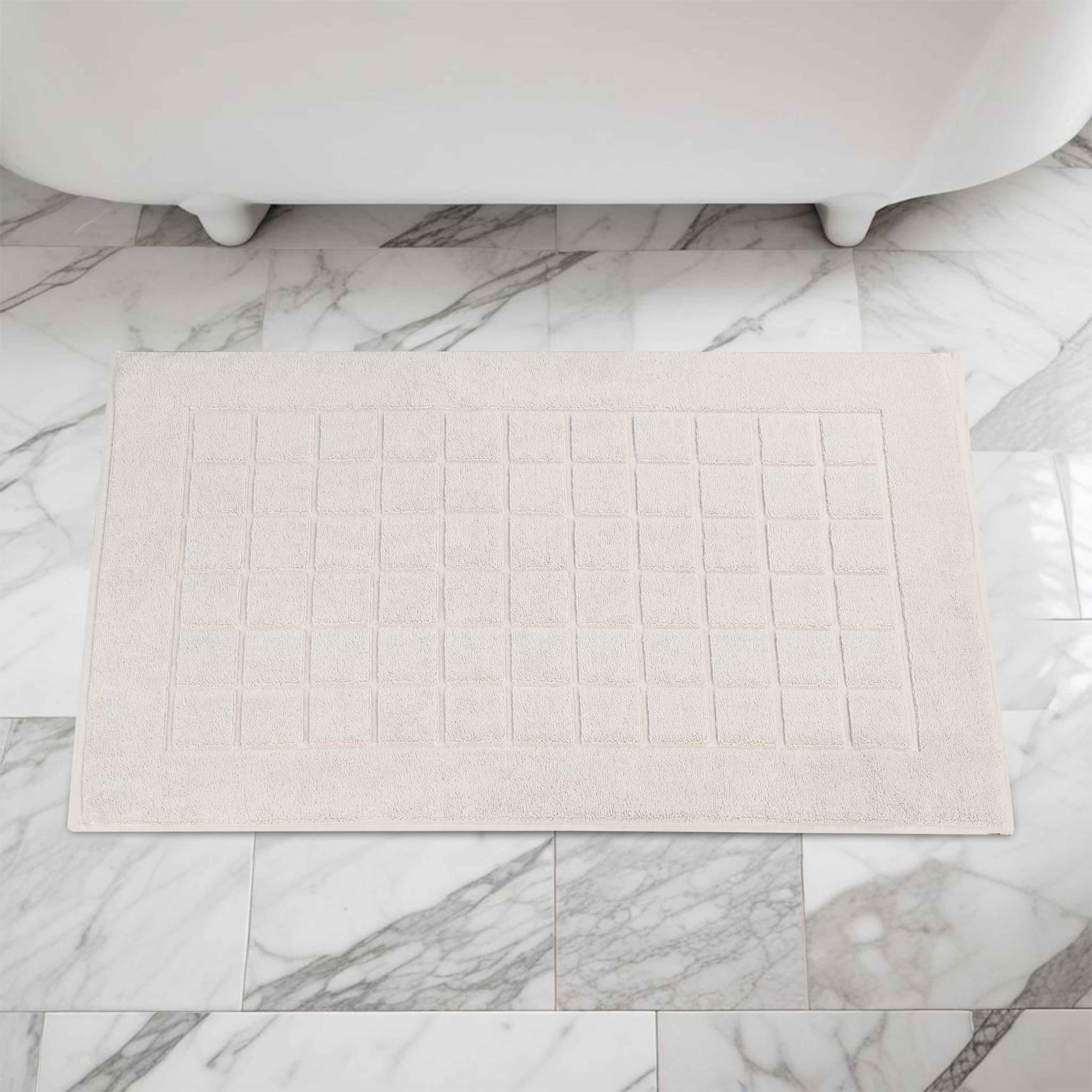 Nora Cotton Solid Absorbent Thick Checkered Washable Bath Mat Set of 2 - Bath Mats by Superior Brand