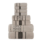 Sadie Zero Twist Cotton Solid and Jacquard Floral 8 Piece Towel Set - Towel Set by Superior Brand