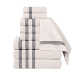 Brea Zero Twist Cotton Ribbed Geometric Border 9 Piece Towel Set - Towel Set by Superior Brand