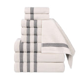 Brea Zero Twist Cotton Ribbed Geometric Border 9 Piece Towel Set - Towel Set by Superior Brand
