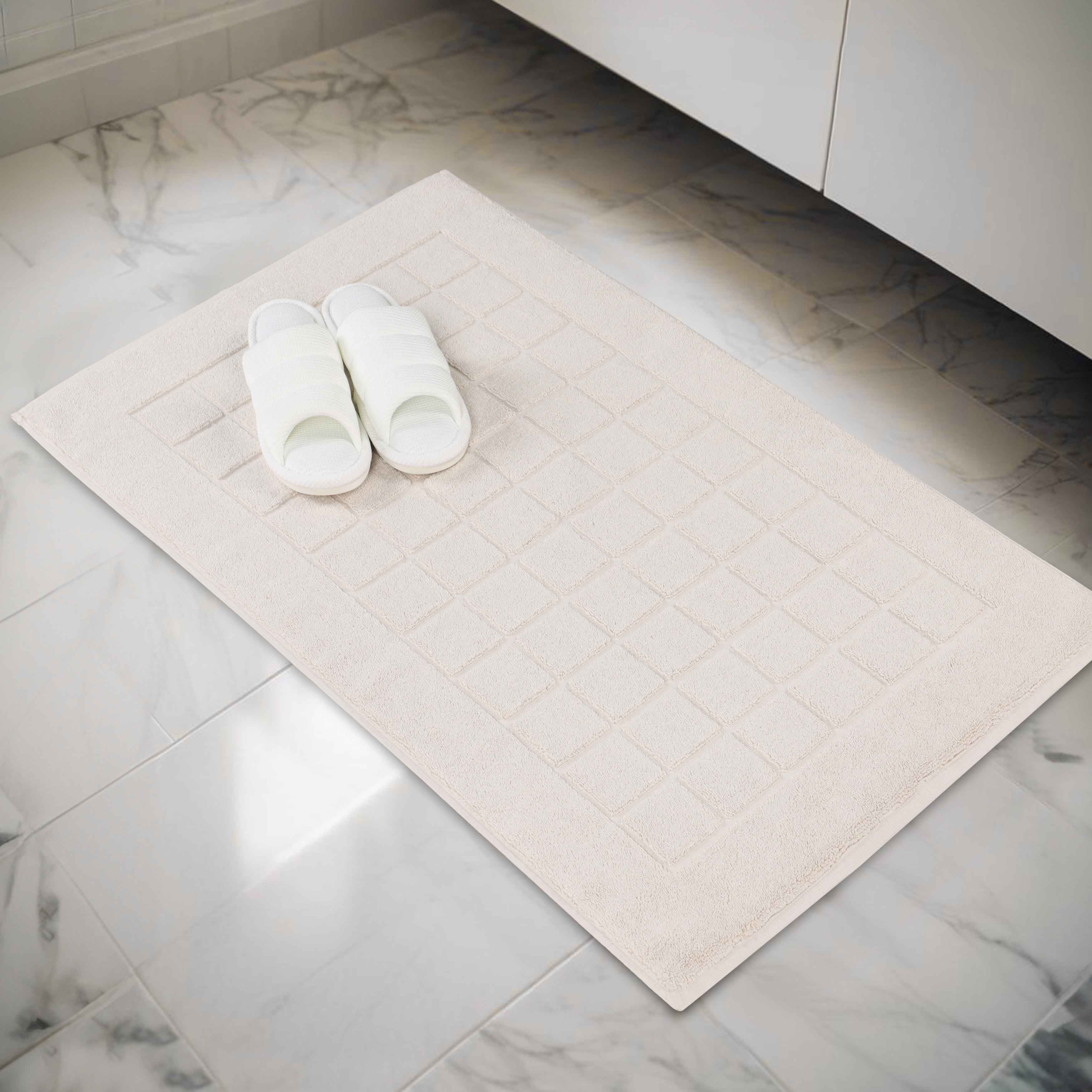 Nora Cotton Solid Absorbent Thick Checkered Washable Bath Mat Set of 2 - Bath Mats by Superior Brand