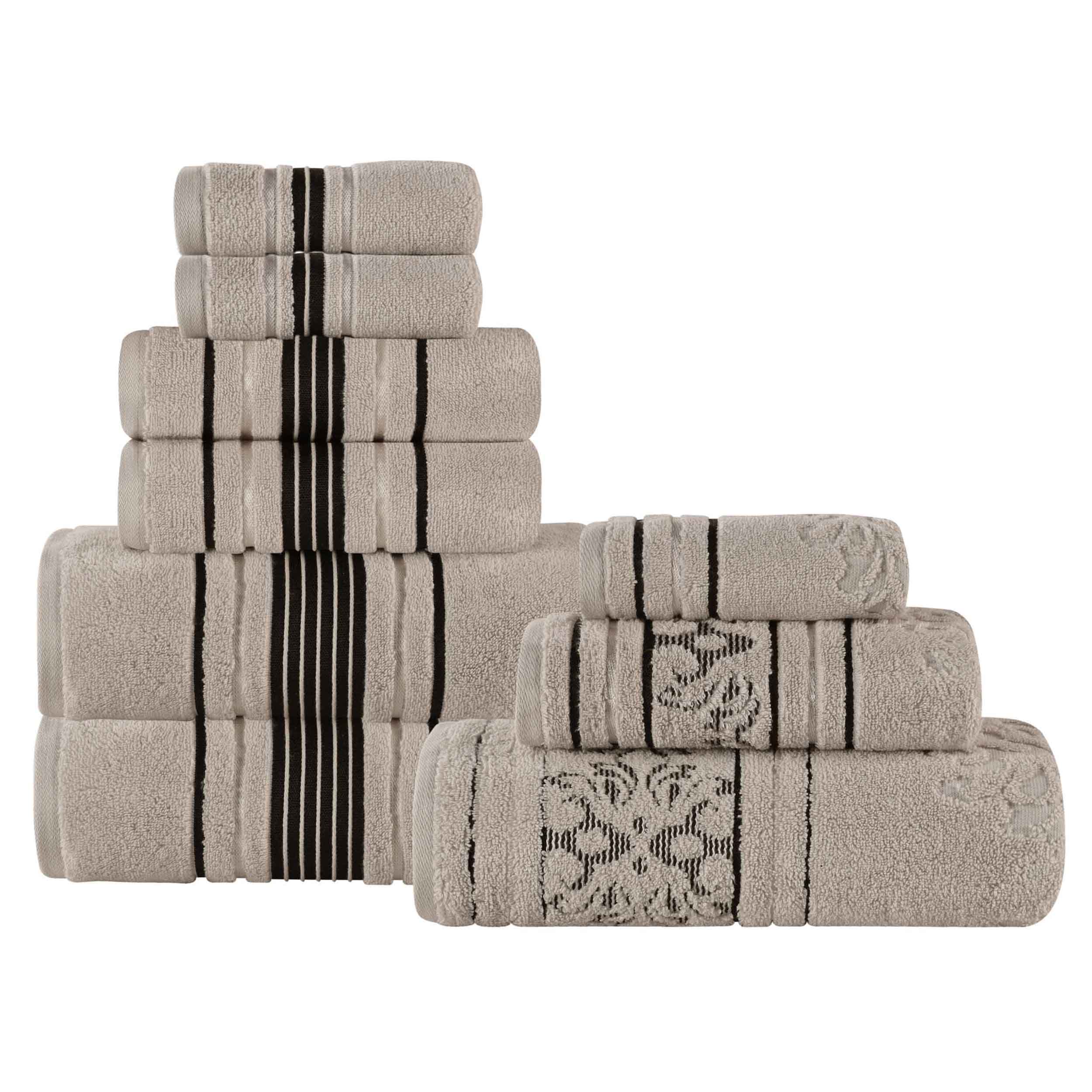 Zero-Twist Cotton Jacquard Towel Set 9 Piece - Sadie - Towel Set by Superior Brand
