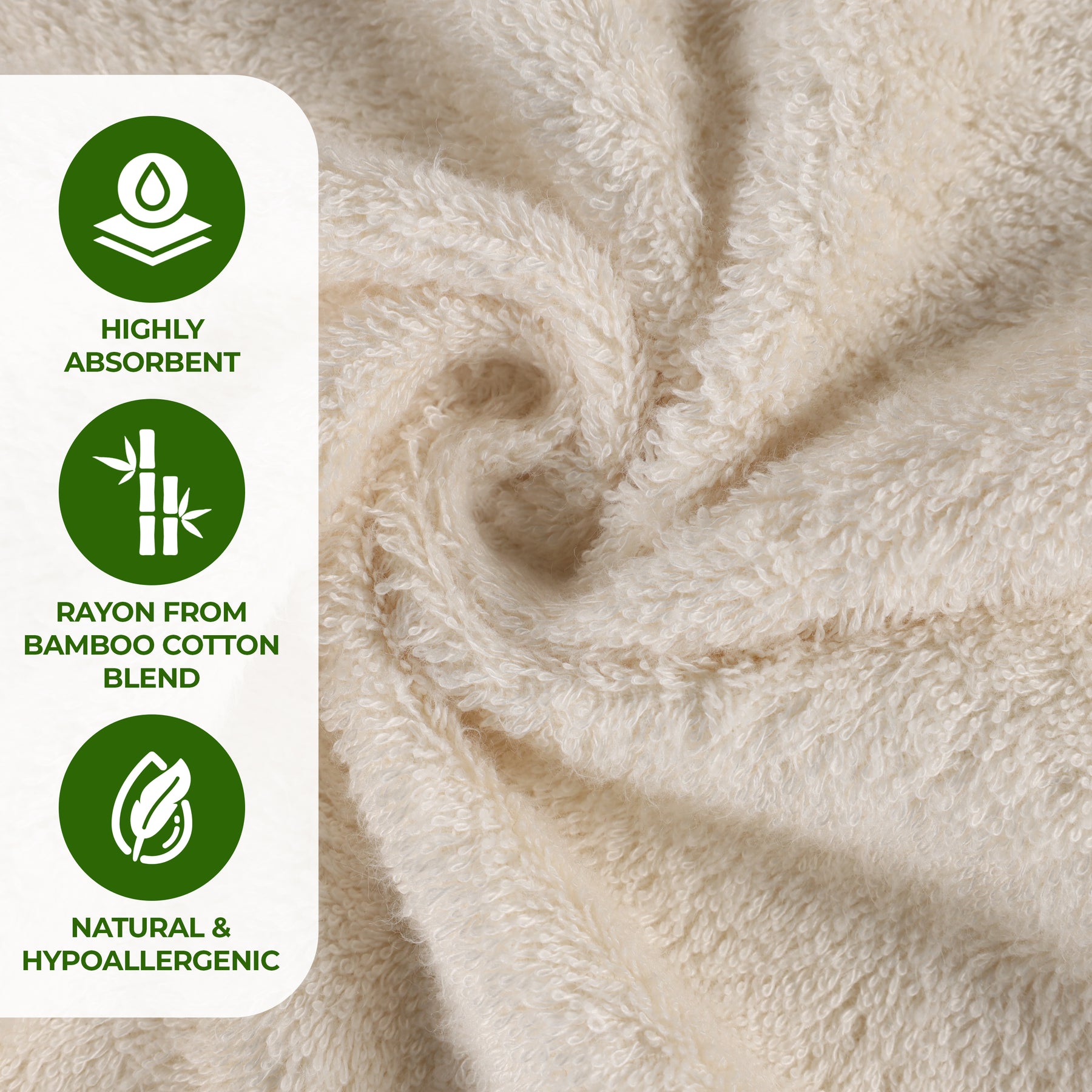 Rayon from Bamboo Eco-Friendly Solid Face Towel Washcloth - Ivory