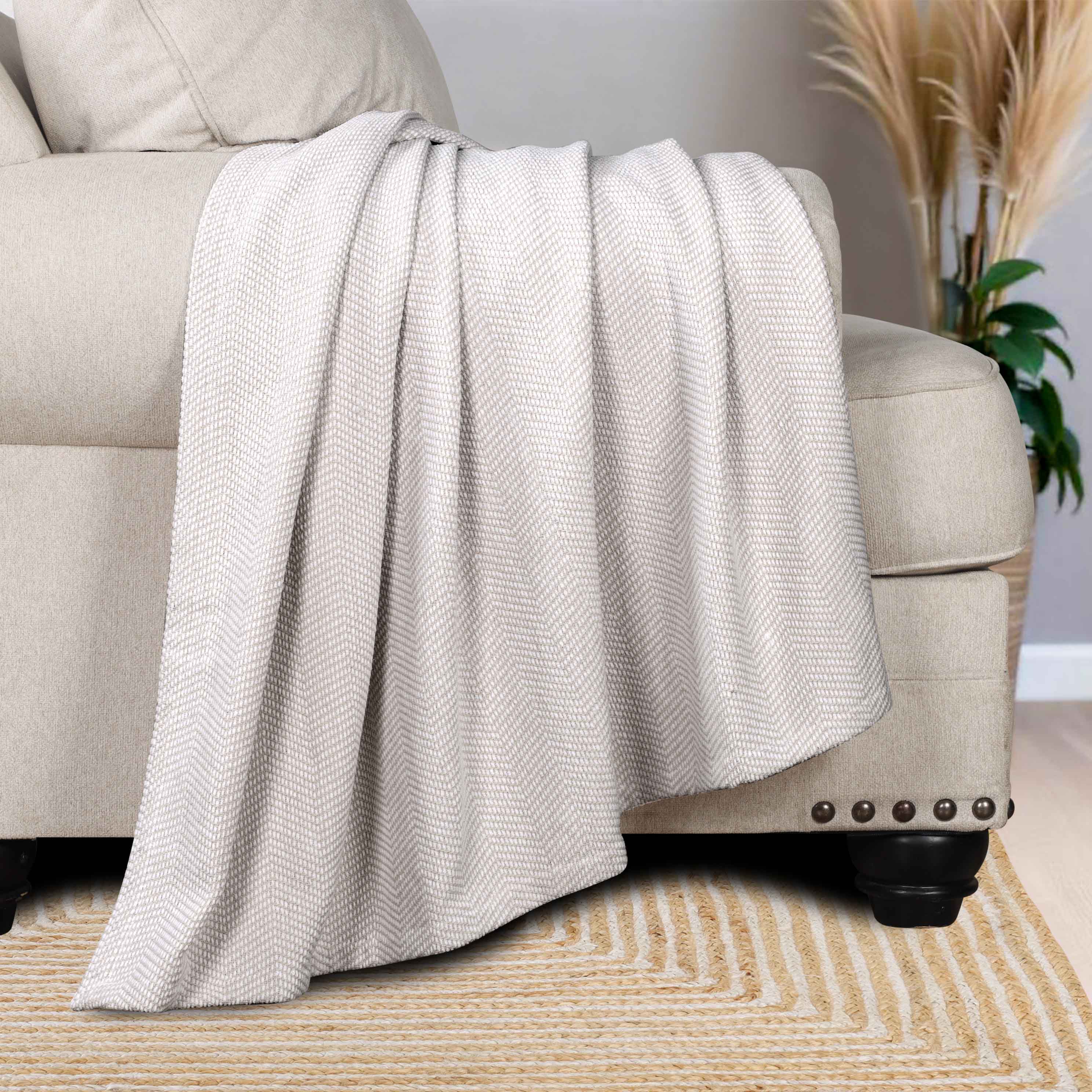 Maya Chenille Herringbone Soft Textured Medium Weight Cotton Blanket - Blanket by Superior Brand