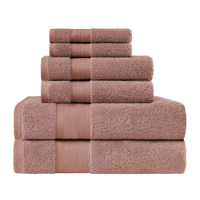 Turkish Cotton Highly Absorbent Solid 6 Piece Towel Set