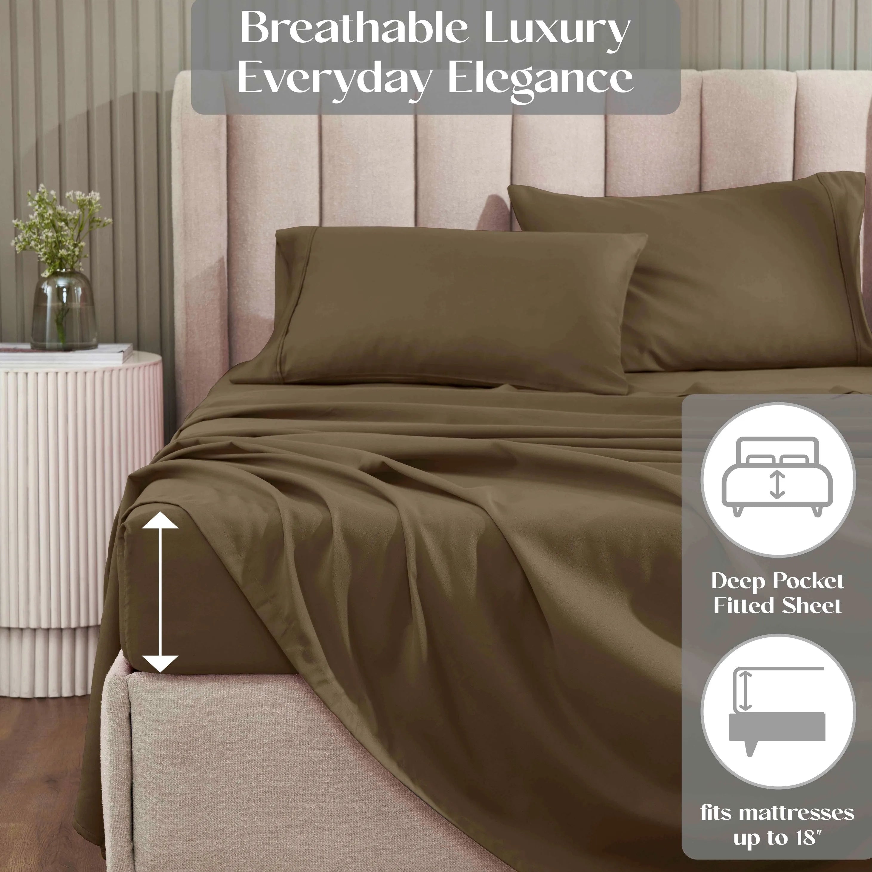 1200 Thread Count Cotton Rich Bed Sheet Set Solid Deep Pocket - Sheet Set by Superior Brand