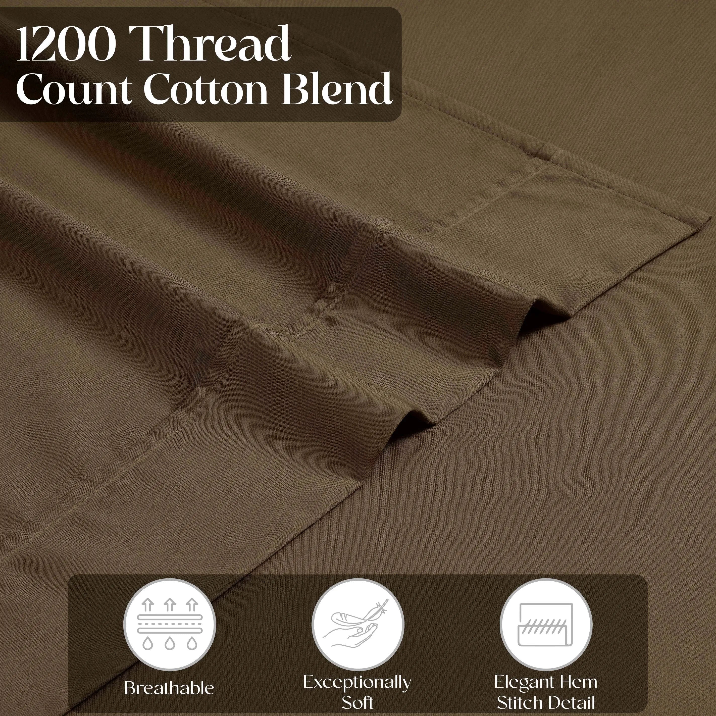 1200 Thread Count Cotton Rich Bed Sheet Set Solid Deep Pocket - Sheet Set by Superior Brand
