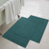 Nora Cotton Solid Absorbent Thick Checkered Washable Bath Mat Set of 2 - Bath Mats by Superior Brand