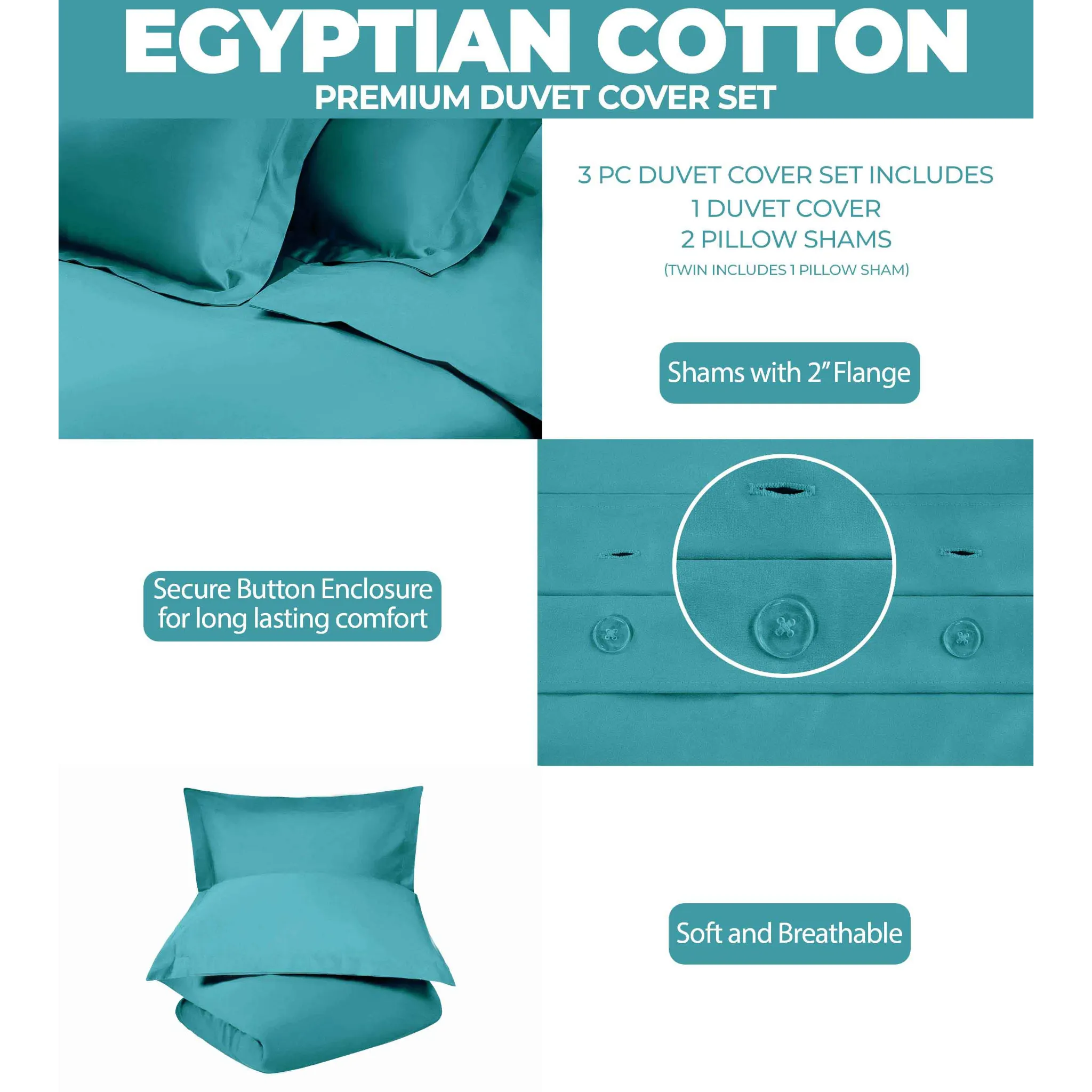Egyptian Cotton 400 Thread Count Solid Luxury Duvet Cover Set - Egyptian Cotton Duvet Cover Set by Superior Brand