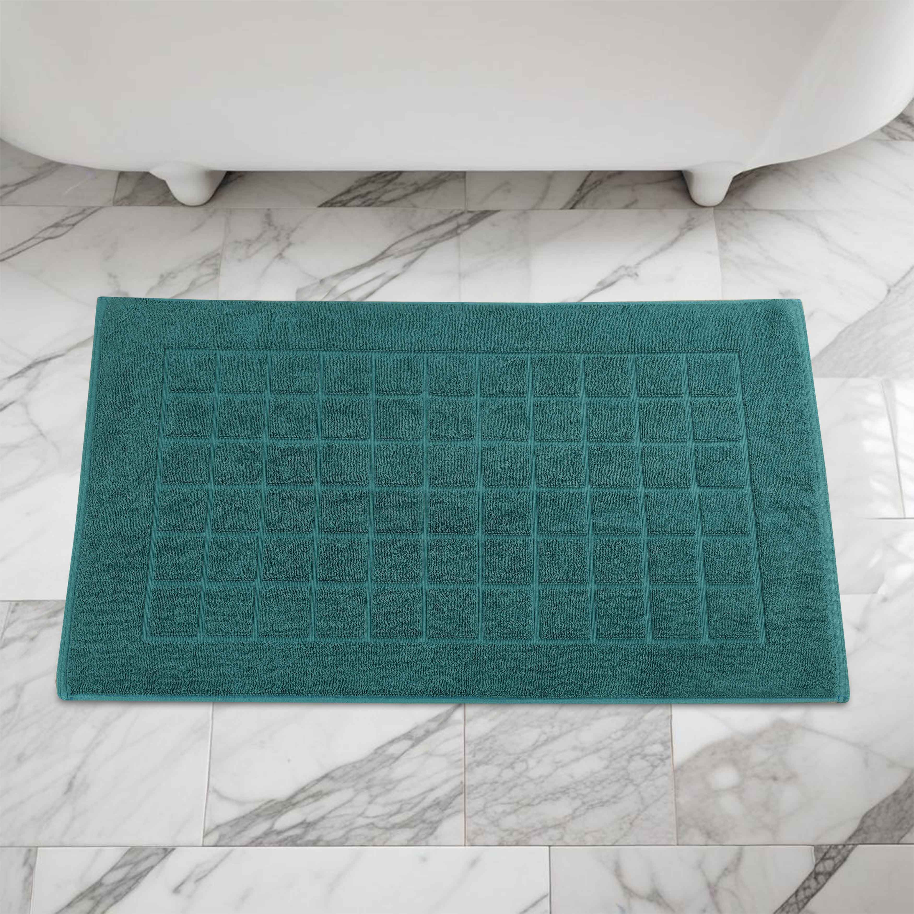 Nora Cotton Solid Absorbent Thick Checkered Washable Bath Mat Set of 2 - Bath Mats by Superior Brand