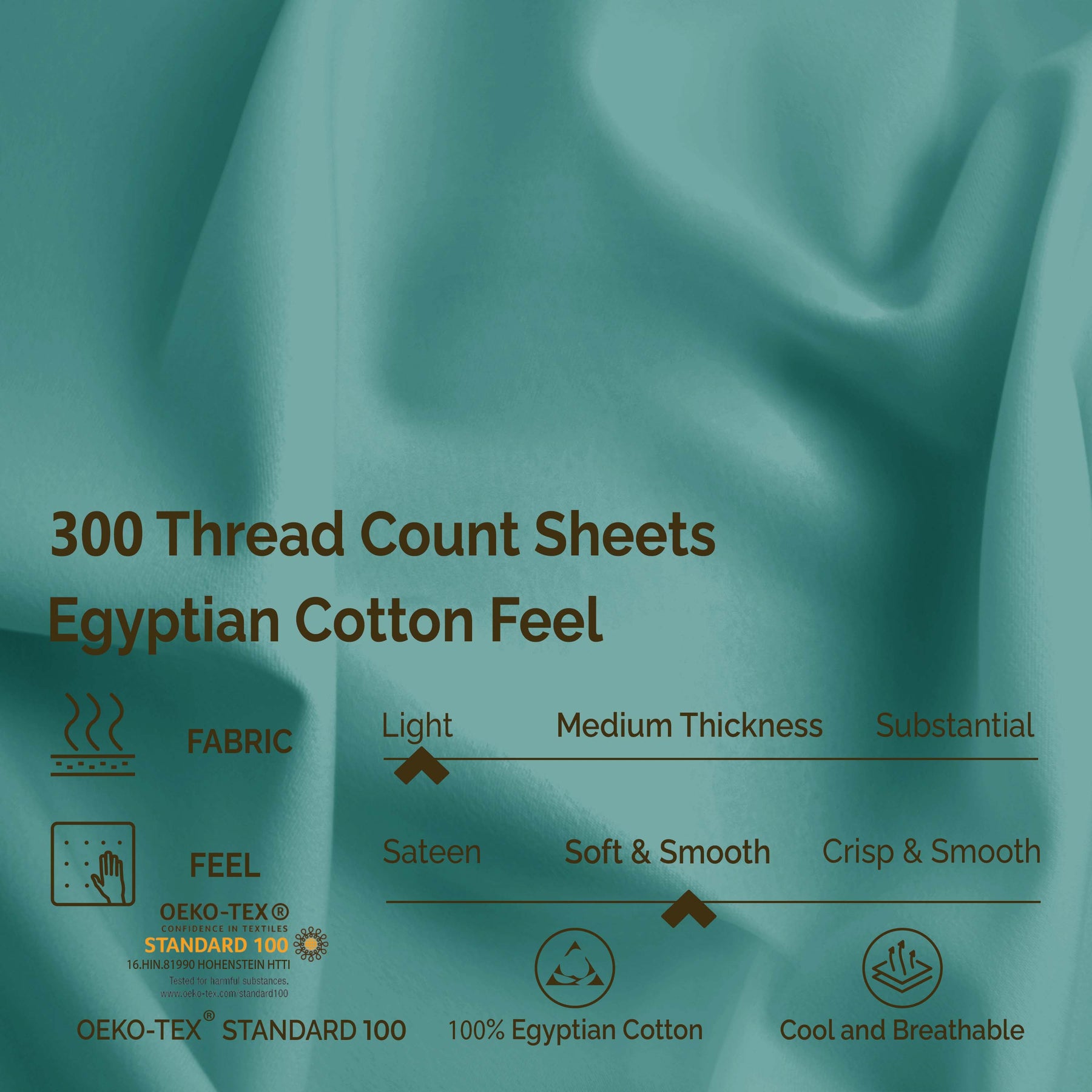 Superior Egyptian Cotton 300 Thread Count Solid Deep Pocket Bed Sheet Set - Teal
