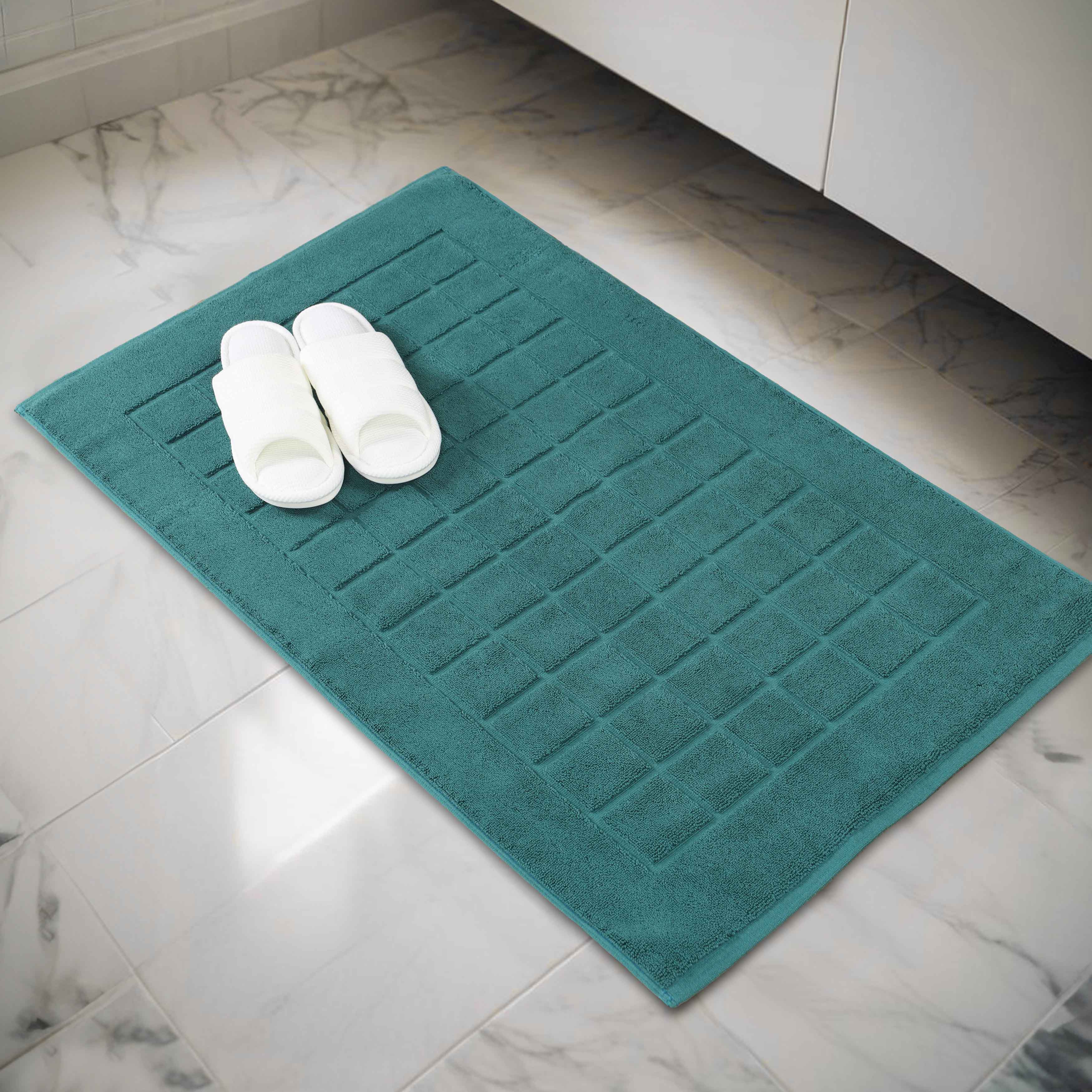 Nora Cotton Solid Absorbent Thick Checkered Washable Bath Mat Set of 2 - Bath Mats by Superior Brand