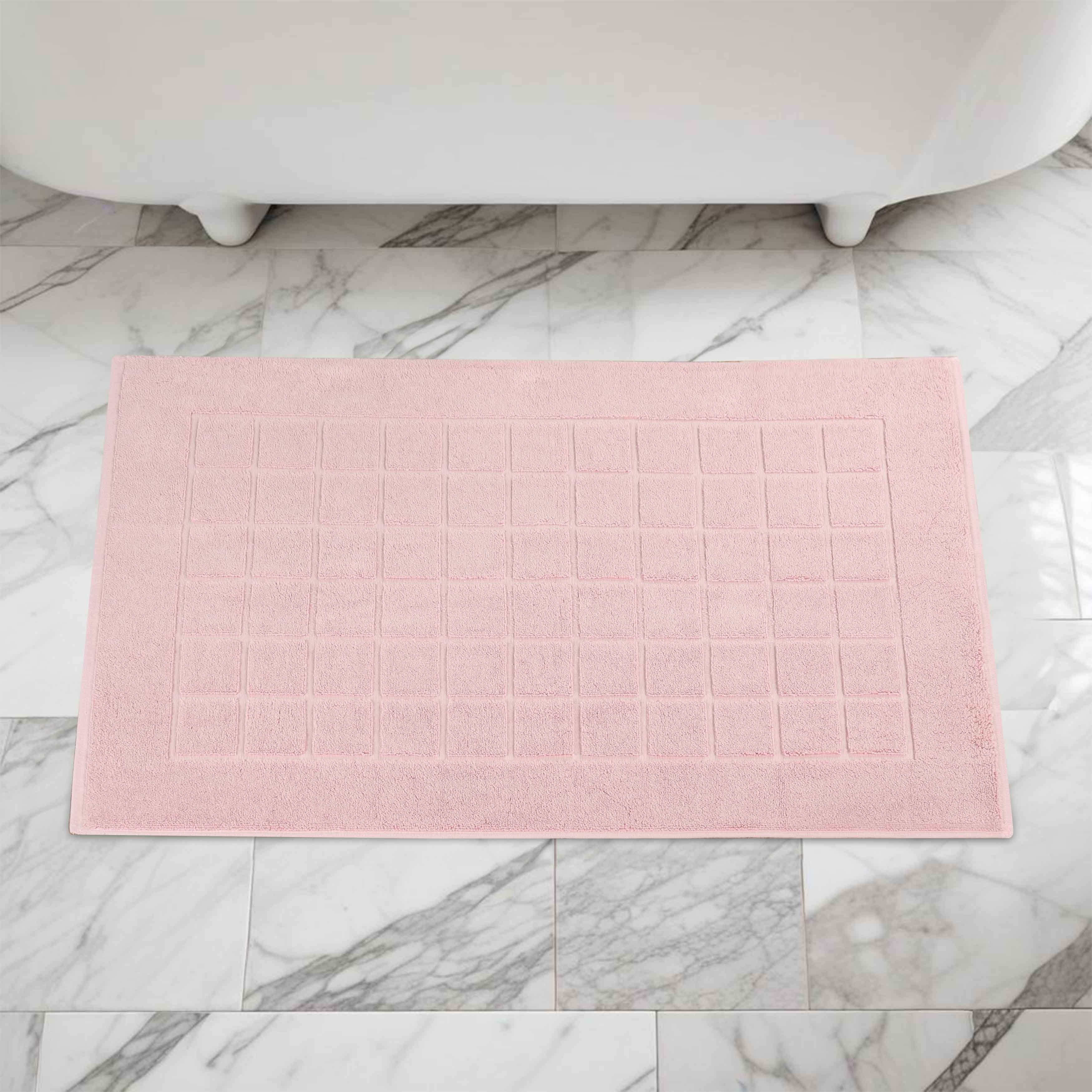 Nora Cotton Solid Absorbent Thick Checkered Washable Bath Mat Set of 2 - Bath Mats by Superior Brand