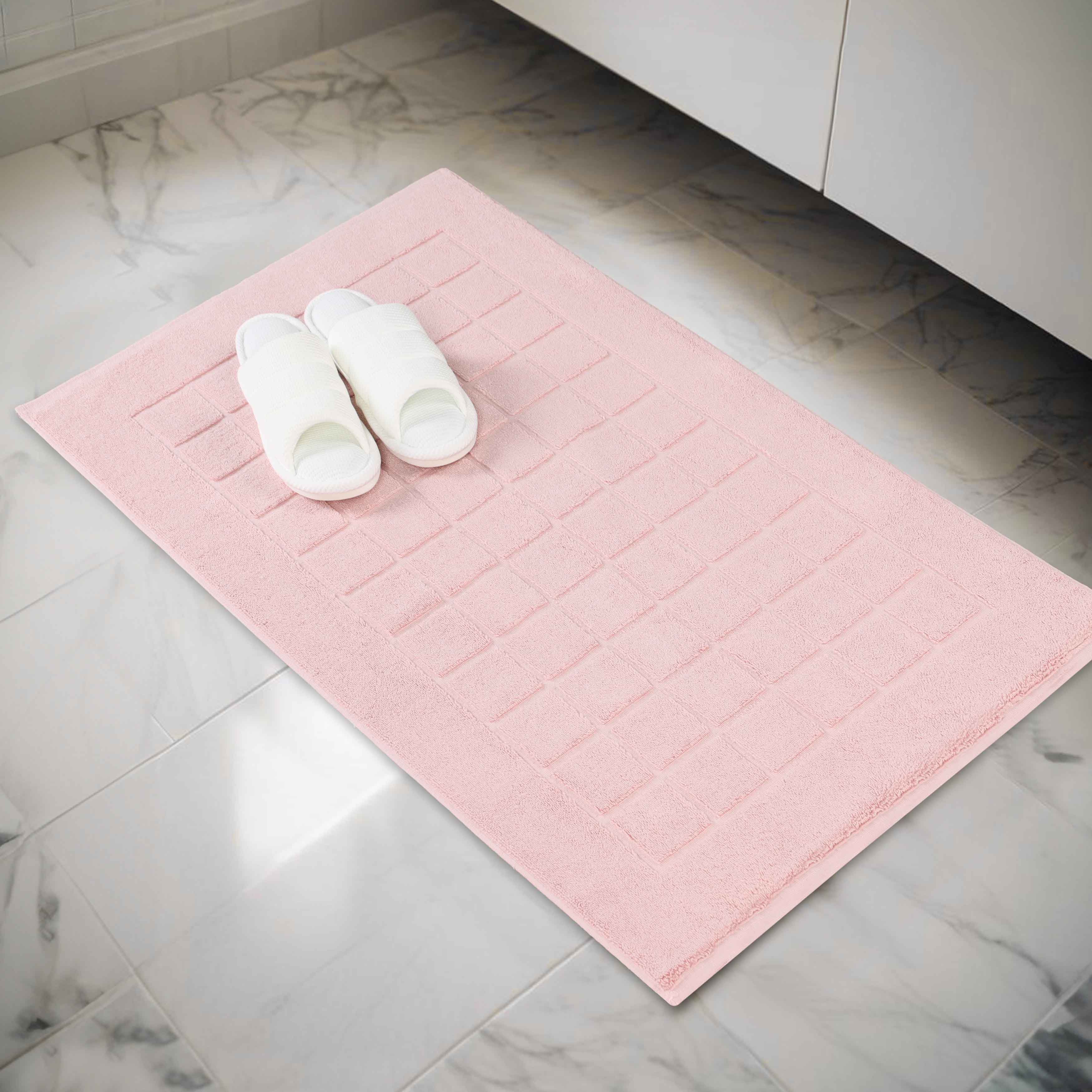 Nora Cotton Solid Absorbent Thick Checkered Washable Bath Mat Set of 2 - Bath Mats by Superior Brand