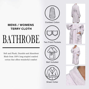 Cotton Ultra-Soft Terry Adult Unisex Lightweight Luxury Bathrobe - Lilac