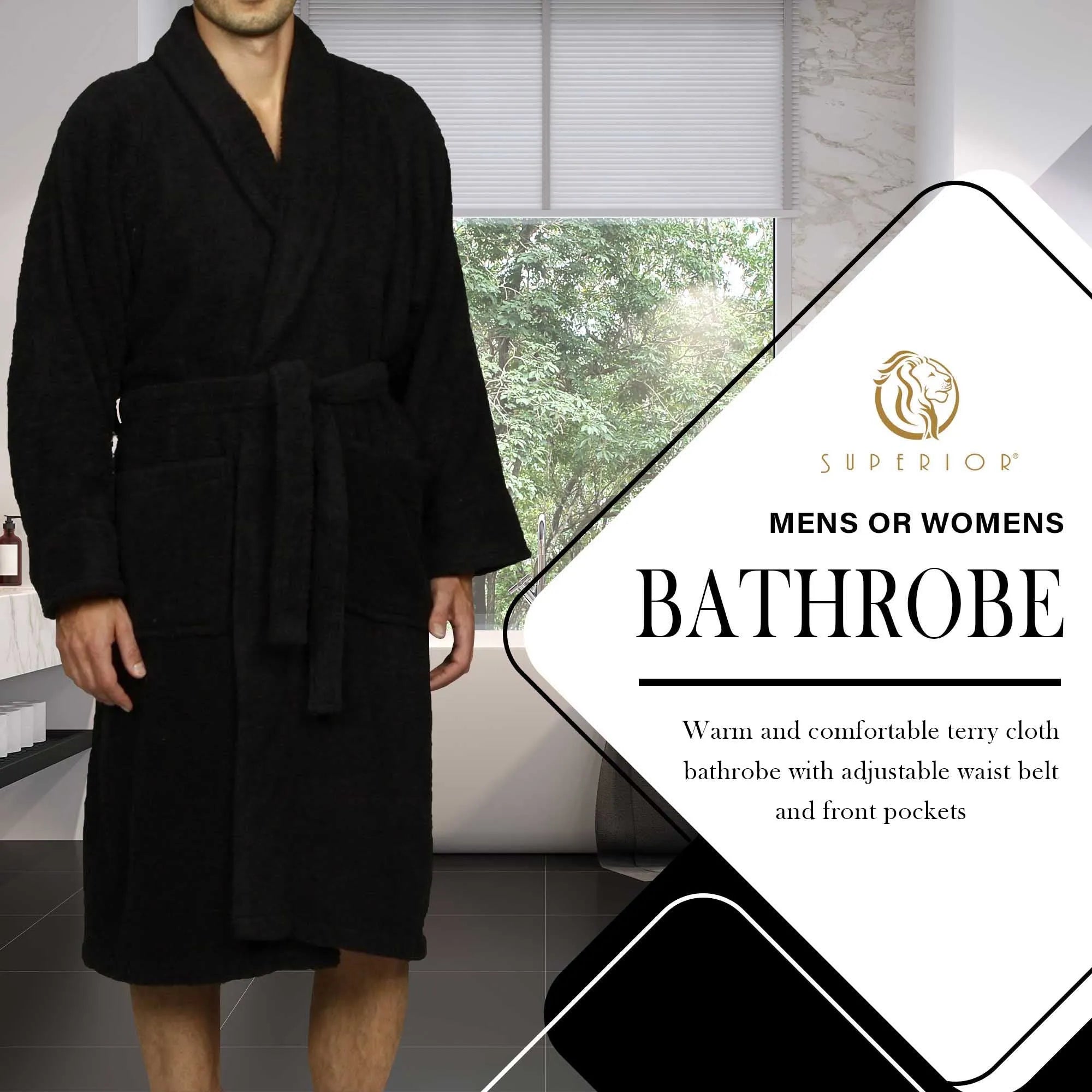 Cotton Ultra Soft Terry Bath Robe Adult Unisex Lightweight Bathrobe - Bath Robe by Superior Brand
