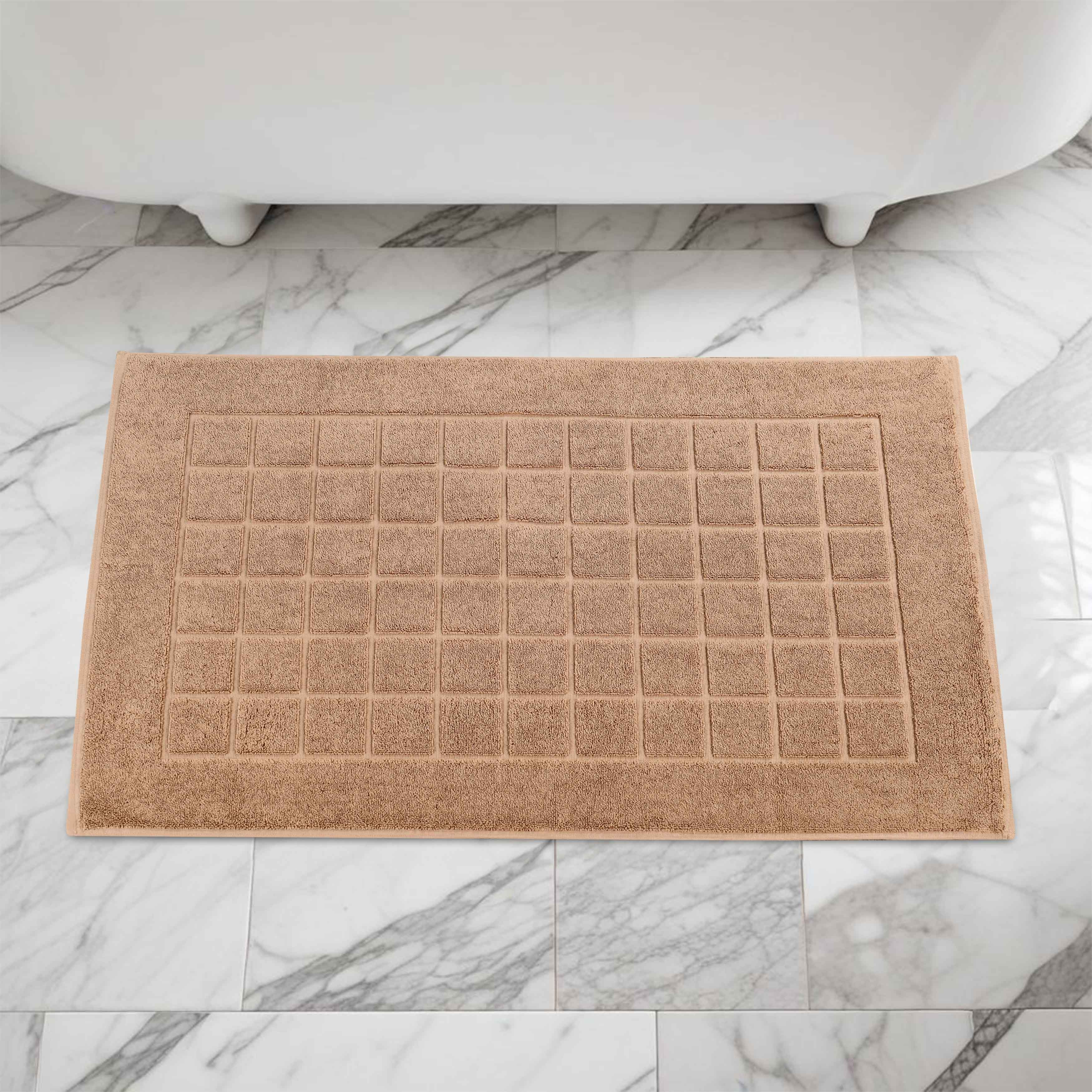 Nora Cotton Solid Absorbent Thick Checkered Washable Bath Mat Set of 2 - Bath Mats by Superior Brand