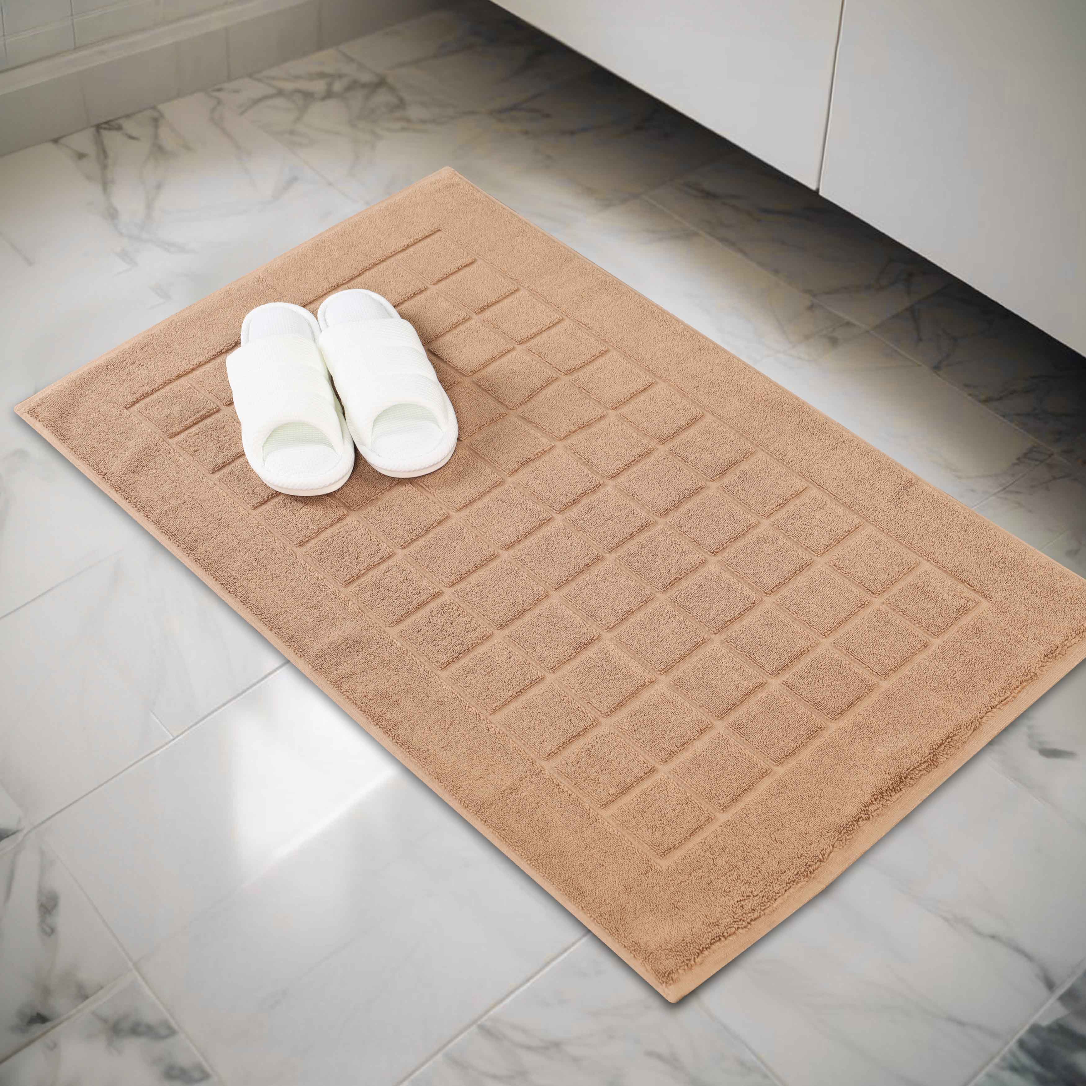 Nora Cotton Solid Absorbent Thick Checkered Washable Bath Mat Set of 2 - Bath Mats by Superior Brand