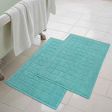 Nora Cotton Solid Absorbent Thick Checkered Washable Bath Mat Set of 2 - Bath Mats by Superior Brand