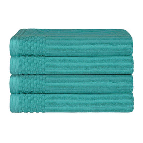Soho Ribbed Cotton Absorbent Bath Towel Set of 4 - Turquoise