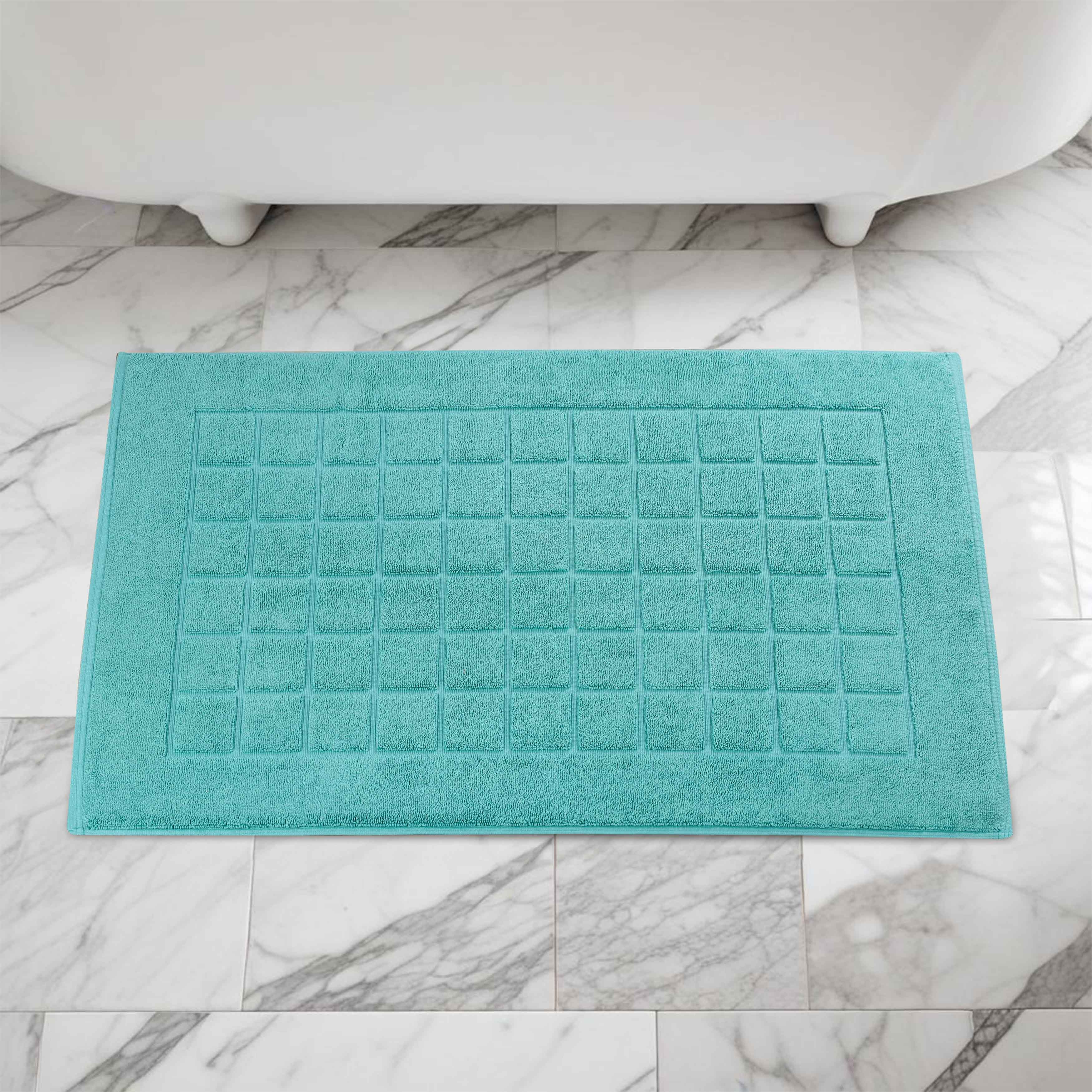 Nora Cotton Solid Absorbent Thick Checkered Washable Bath Mat Set of 2 - Bath Mats by Superior Brand