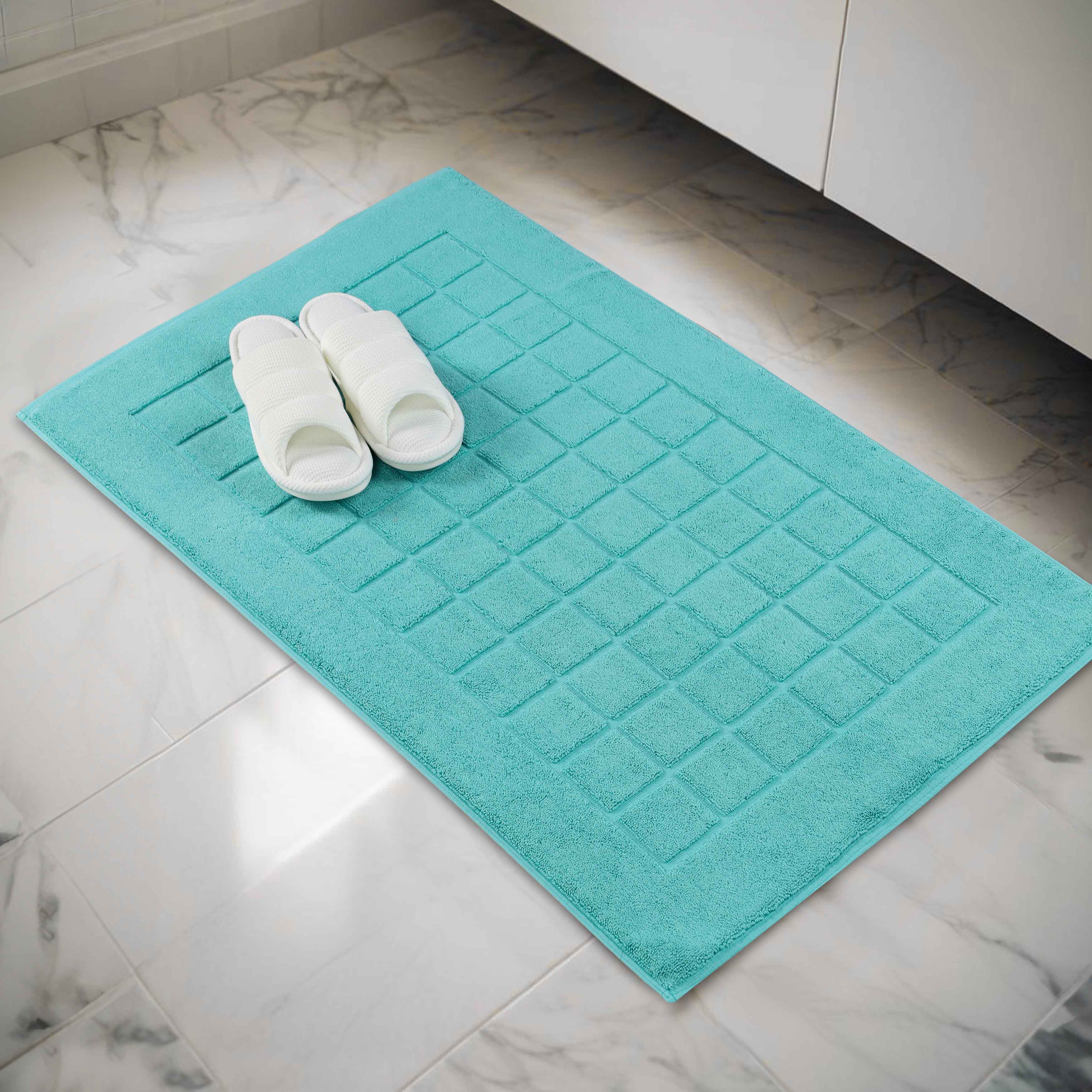 Nora Cotton Solid Absorbent Thick Checkered Washable Bath Mat Set of 2 - Bath Mats by Superior Brand