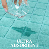 Nora Cotton Solid Absorbent Thick Checkered Washable Bath Mat Set of 2 - Bath Mats by Superior Brand