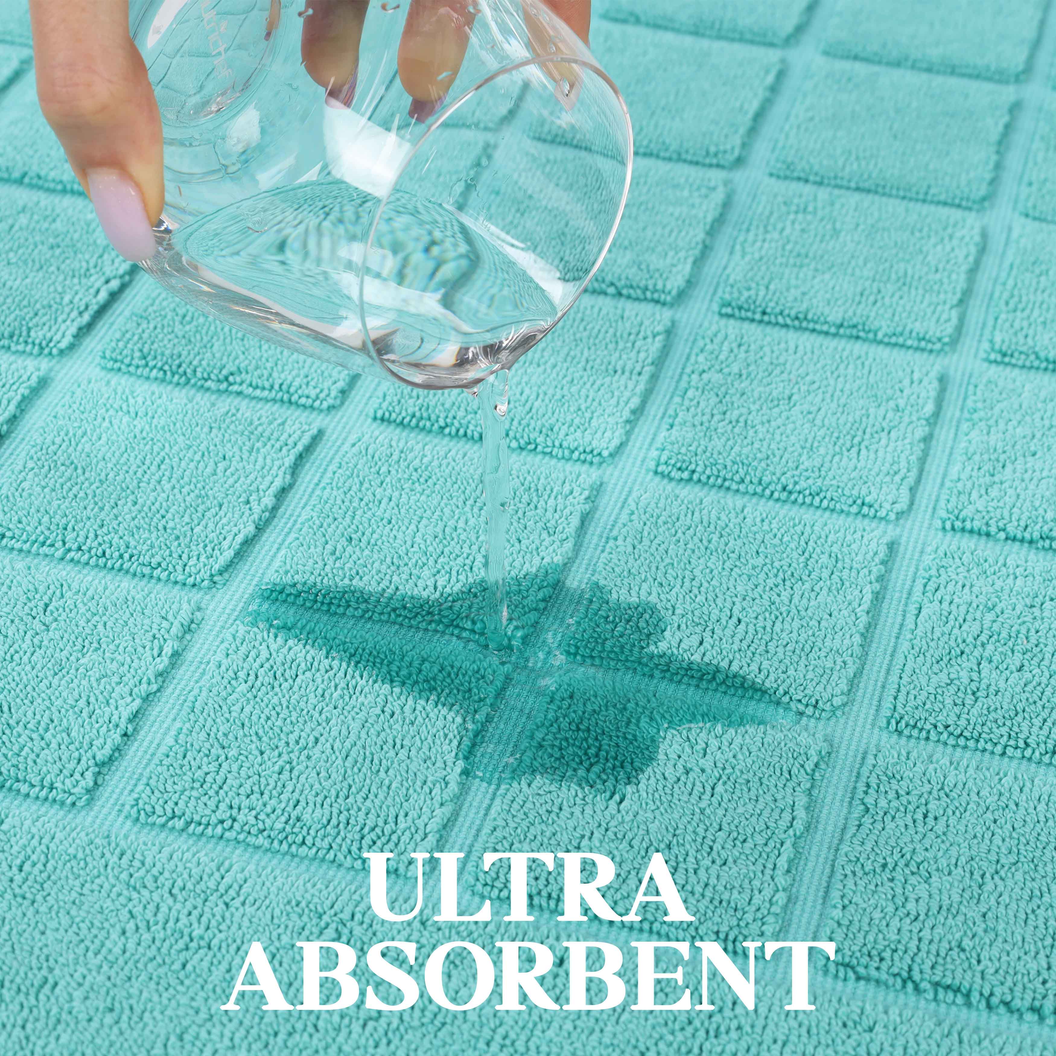 Nora Cotton Solid Absorbent Thick Checkered Washable Bath Mat Set of 2 - Bath Mats by Superior Brand
