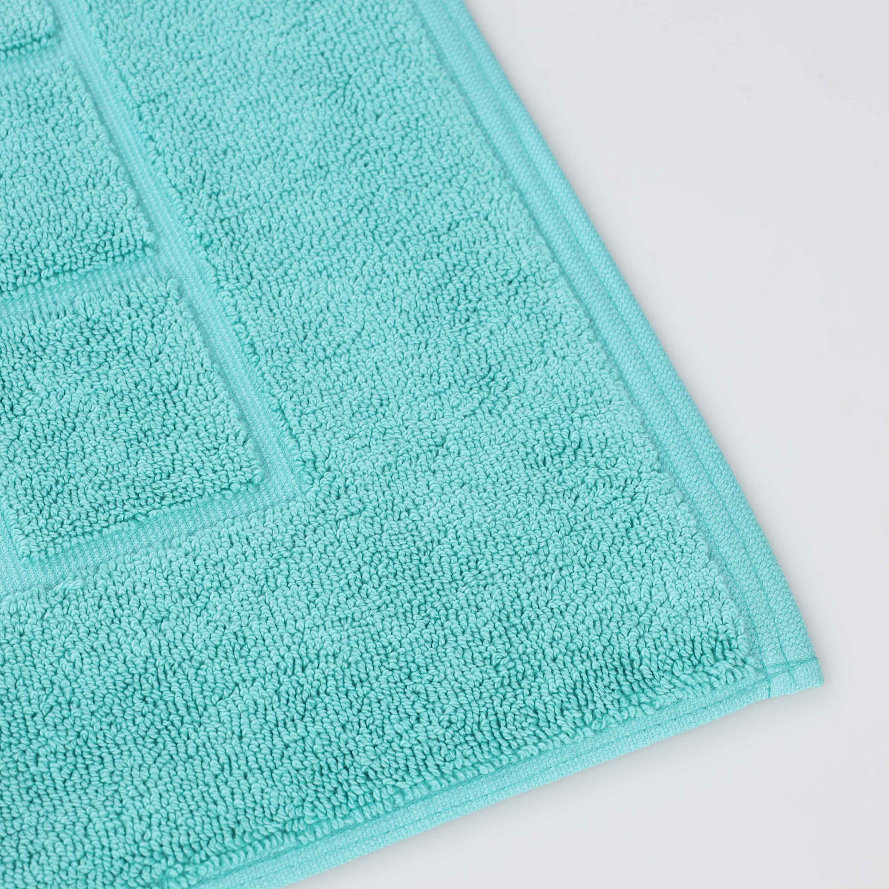Nora Cotton Solid Absorbent Thick Checkered Washable Bath Mat Set of 2 - Bath Mats by Superior Brand