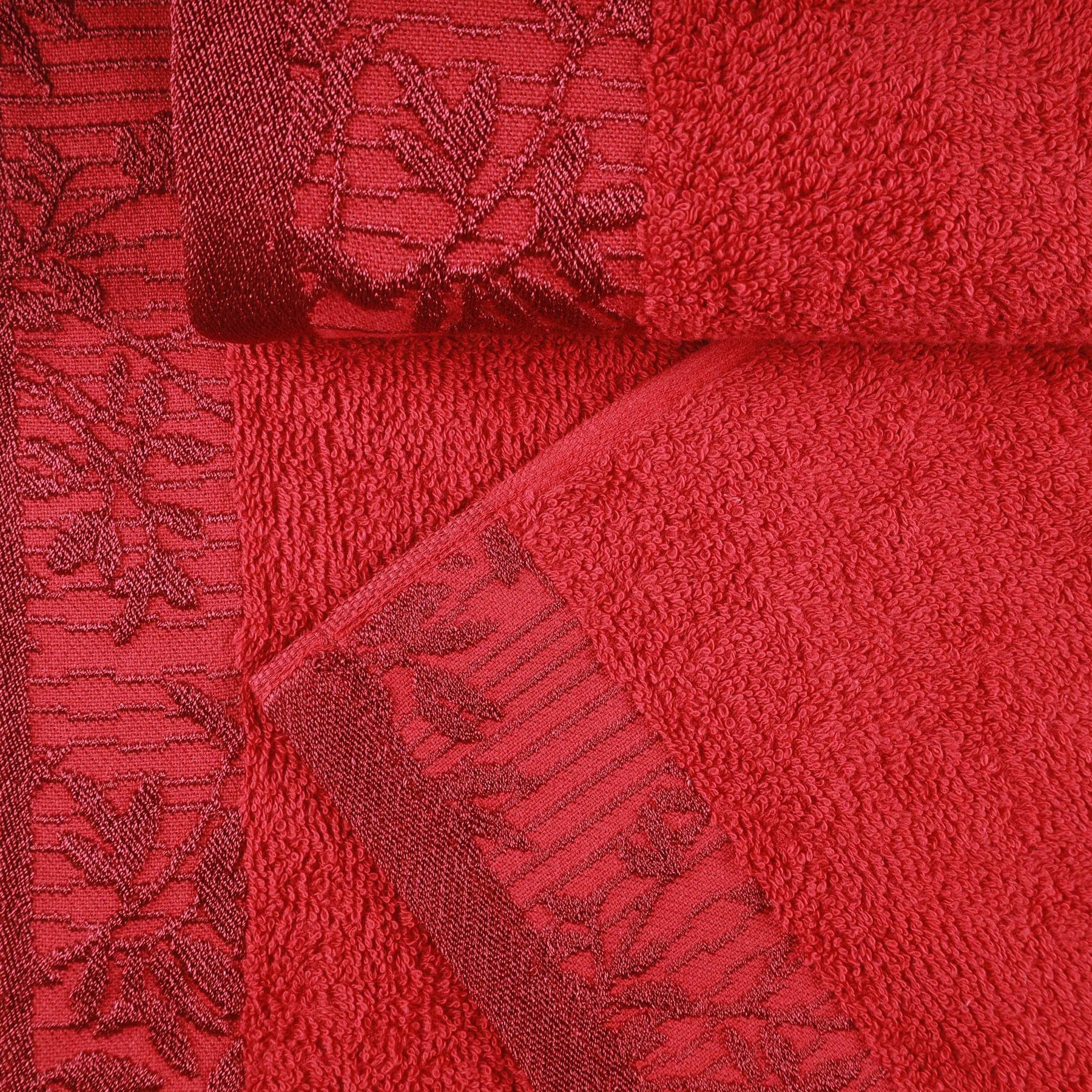 Superior Wisteria Cotton Floral Jacquard Border Hand Towels (Set of 4)
