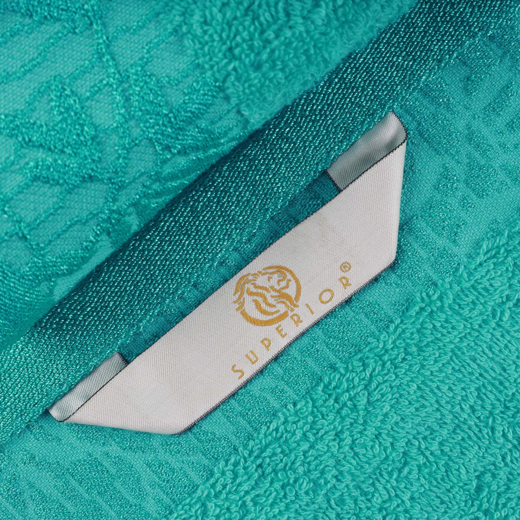 Superior Wisteria Cotton Floral Jacquard 8 Piece Towel Set - Turquoise