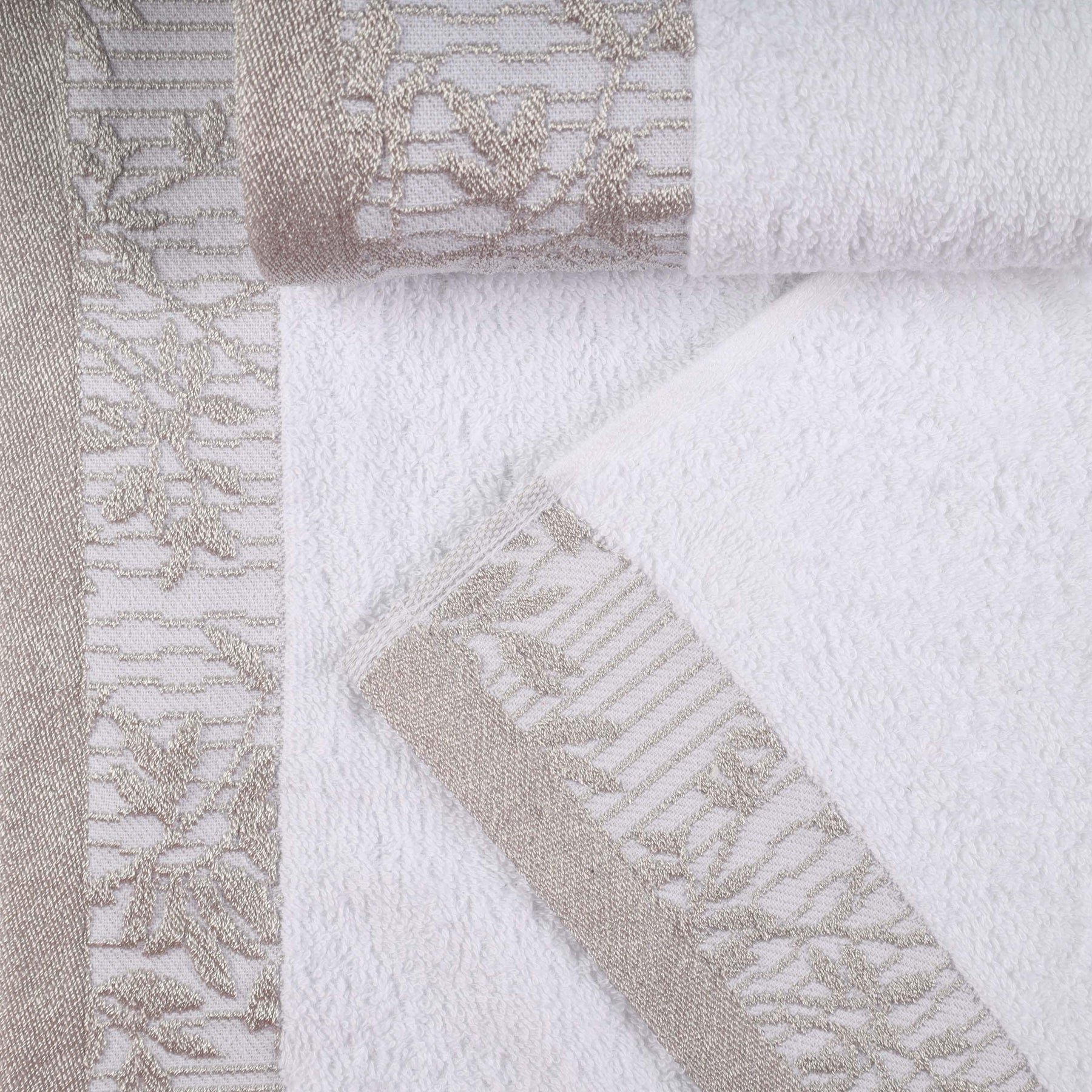 Superior Wisteria Cotton Floral Jacquard Border Hand Towels (Set of 4)