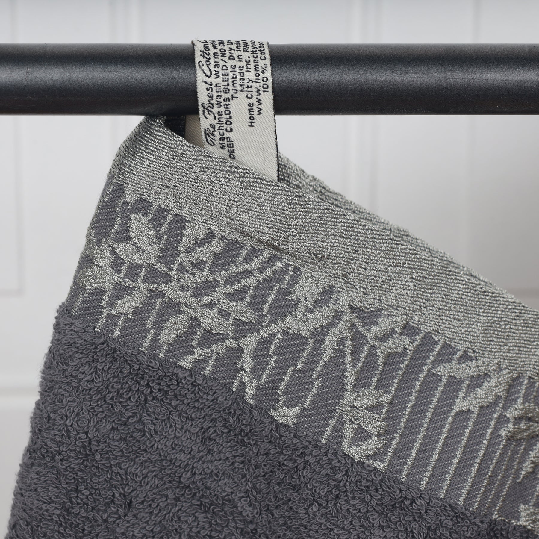 Superior Wisteria Cotton Floral Jacquard 12 Piece Towel Set - Grey