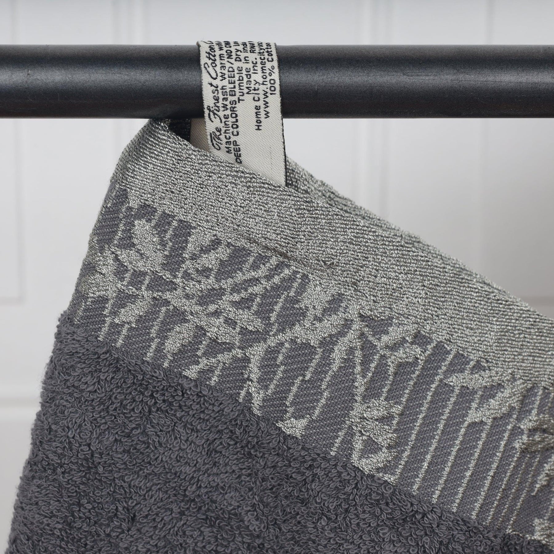 Superior Wisteria Cotton Floral Jacquard 8 Piece Towel Set - Grey