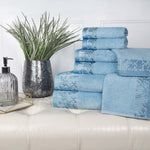 Cotton Floral Jacquard Towel Set 8-Piece - Wisteria - Towel Set by Superior Brand