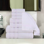 Brea Zero Twist Cotton Ribbed Geometric Border 8 Piece Towel Set - Towel Set by Superior Brand