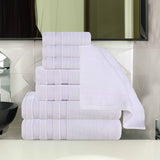 Brea Zero Twist Cotton Ribbed Geometric Border 8 Piece Towel Set - Towel Set by Superior Brand