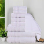 Brea Zero Twist Cotton Ribbed Geometric Border 9 Piece Towel Set - Towel Set by Superior Brand