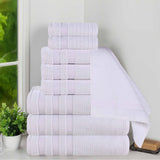 Brea Zero Twist Cotton Ribbed Geometric Border 9 Piece Towel Set - Towel Set by Superior Brand