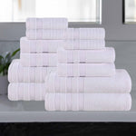 Brea Zero Twist Cotton Ribbed Geometric Border 12 Piece Towel Set - Towel Set by Superior Brand