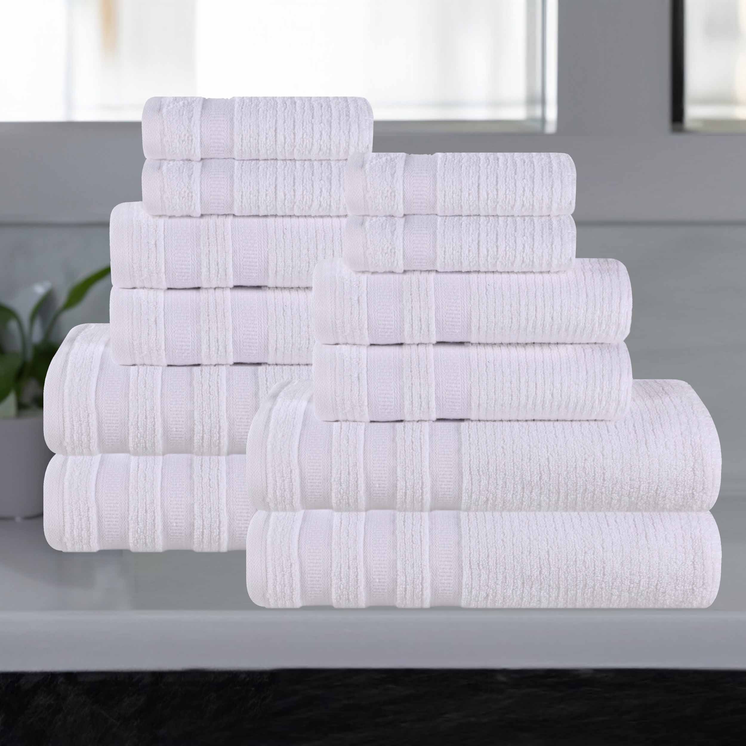 Brea Zero Twist Cotton Ribbed Geometric Border 12 Piece Towel Set - Towel Set by Superior Brand