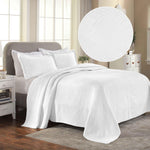 Lightweight Cotton Bedspread Sets 3-Piece Geometric Fret Jacquard Matelassé Scalloped - Bedspread by Superior Brand