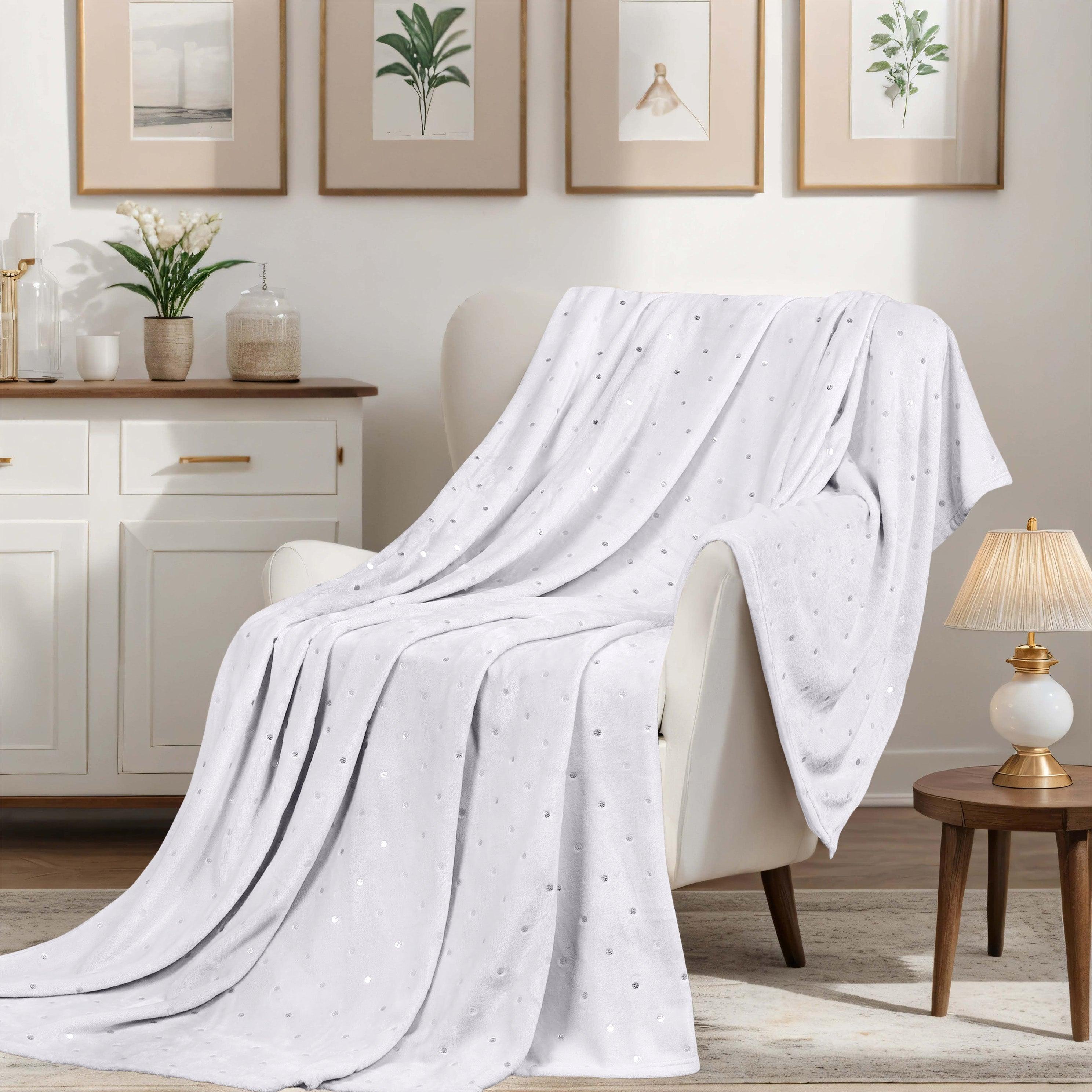 Fleece Plush Medium Weight Fluffy Soft Decorative Polka Dot Blanket - Blanket by Superior Brand