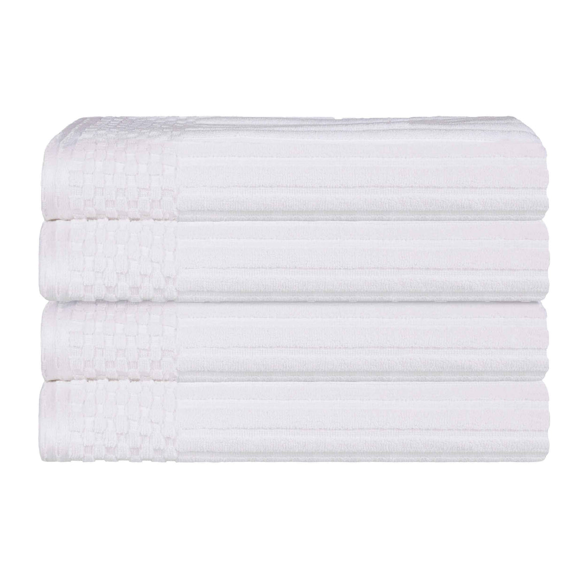 Soho Ribbed Cotton Absorbent Bath Towel Set of 4 - White