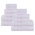 Brea Zero Twist Cotton Ribbed Geometric Border 12 Piece Towel Set - Towel Set by Superior Brand